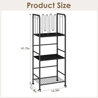 3-Tier Freestanding Cabinet Towel Rack Metal Stand, Black | M-shaped detachable dividers, three-tier versatile storage, premium anti-rust four hooks, 70 lbs heavy duty load capacity - color: Black