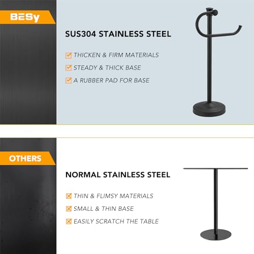 Stand Hand Towel Holder, Countertop Towel Bar, Matte Black | 17 Inch Bathroom Towel Hanger, Freestanding Vanity Counter Top Towel Holder, Towel Ring Hardware Accessories, Stainless Steel - color: Matte Black