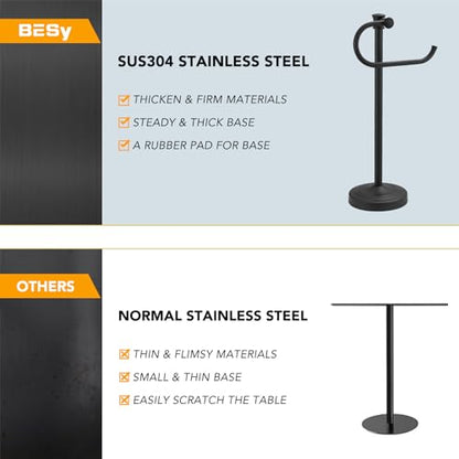 Stand Hand Towel Holder, Countertop Towel Bar, Matte Black | 17 Inch Bathroom Towel Hanger, Freestanding Vanity Counter Top Towel Holder, Towel Ring Hardware Accessories, Stainless Steel - color: Matte Black