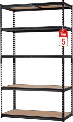 Storage Shelving Unit, 5-Tier Adjustable Metal Storage Shelves, 30" L x 12" W x 60" H Heavy Duty Garage Storage Shelves for Kitchen Pantry Basement Bathroom Laundry - size: 30" L x 12" W x 60" H