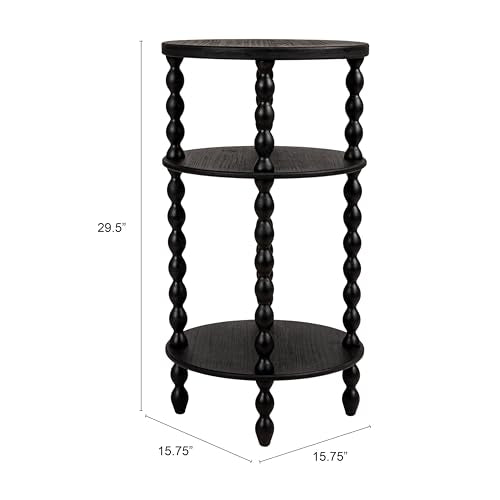 Creative Co-Op Bobbin Leg Round Wood Accent Table, Black - color: Black, size: 15.75"L x 15.75"W x 29.5"H