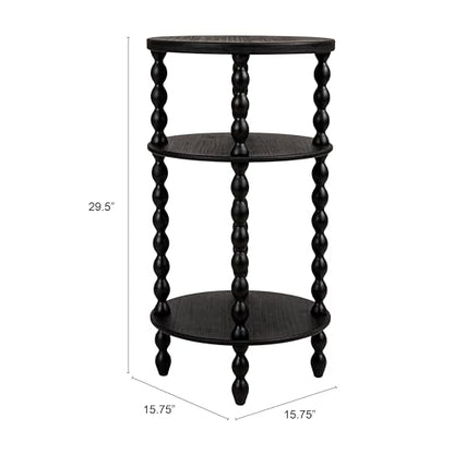 Creative Co-Op Bobbin Leg Round Wood Accent Table, Black - color: Black, size: 15.75"L x 15.75"W x 29.5"H
