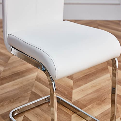 Baysitone Modern Dining Chairs Set of 2, Side & Kitchen Chairs with Faux Leather Padded Seat High Back, for Dining, Kitchen, Living Room - White - color: White, size: Set of 2