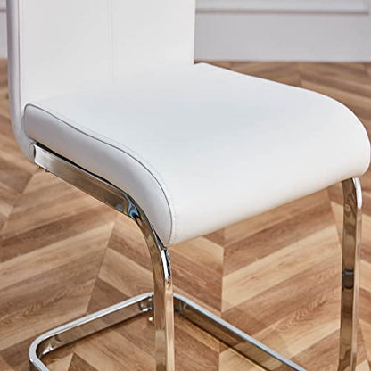 Baysitone Modern Dining Chairs Set of 2, Side & Kitchen Chairs with Faux Leather Padded Seat High Back, for Dining, Kitchen, Living Room - White - color: White, size: Set of 2