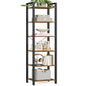 VASAGLE 6-Tier Bookshelf, Bookcase with Steel Frame, Book Shelf for Living Room, Home Office, Study, 11.8 x 15.7 x 73.2 Inches, Industrial Style, Rustic Brown and Ink Black ULLS101B01 - color: Rustic Brown + Ink Black, size: 6 Tiers (11.8"D x 15.7"W x 73.