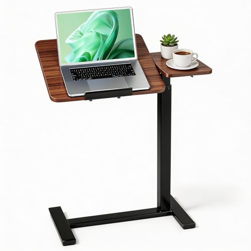 Mobile Standing Desk with Hidden Casters, Adjustable Height Desk, Portable Laptop Computer Table with Tilting Top, for Sit Stand Workstation, Compact and Sturdy for Home, Office, Dorm,Brown - color: Brown, style: Tilt Adjustable