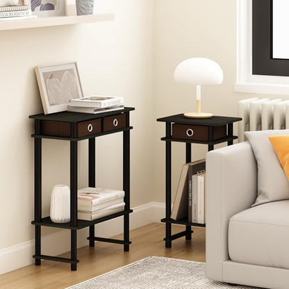 Furinno 17017 Turn-N-Tube End Table, 1-Pack, Espresso - color: Espresso/Black/Brown, size: 1-Pack