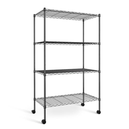 Simple Deluxe Heavy Duty 4-Shelf Storage Shelving Unit, 36" D x 14" W x 55.91" H Steel Organizer Wire Rack 1000Lb Capacity, Black - color: Black, size: 4-Tier