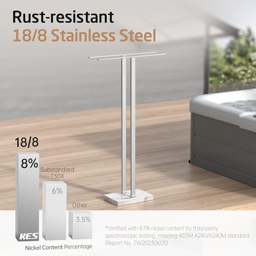 KES 37" H Standing Towel Rack, Heavy Marble Base, Brushed Finish | Taller Version, Equal Height, Fits Large Bath Towels, Free Standing Towel Holder, SUS304 Stainless Steel - color: Brushed Finish, size: 37" H (Equal-height)