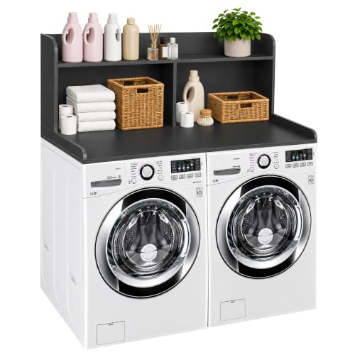 Royxen Laundry Countertop with 20“ Shelf Universal Fit, Washer and Dryer Countertop with Storage Space, Black - color: Black