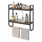 Giantex Bathroom Shelf with Towel Bar, Industrial Wood Wall Mounted Shelves | 2-Tier Over the Toilet Storage Organizer, Metal Floating Shelf with Towel Holder for Bathroom, Kitchen, Living Room, Gray Oak - color: Gray Oak