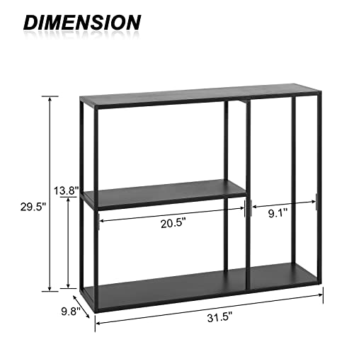 HDANI Console Table, Narrow Entryway Table, 3 Tier Metal Hallway Table, 9.8''Dx31.5''Wx29.7''H(Black) - color: Black, size: 9.8"D×31.5"W×29.7"H