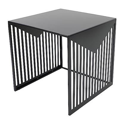 LeisureMod Mid-Century Design Square Side/End Table, Steel Powder Coated Finish, Perfect for Modern and Contemporary Living Space, Black - color: Black