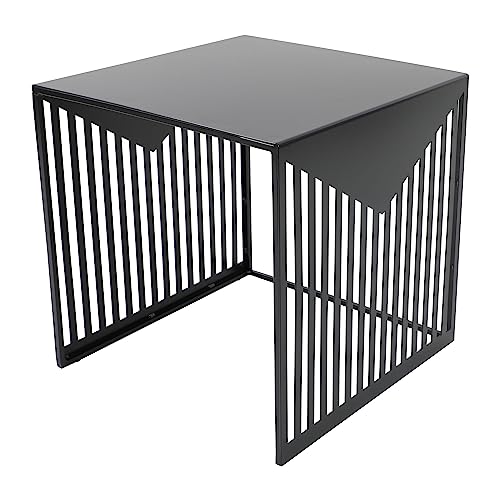 LeisureMod Mid-Century Design Square Side/End Table, Steel Powder Coated Finish, Perfect for Modern and Contemporary Living Space, Black - color: Black