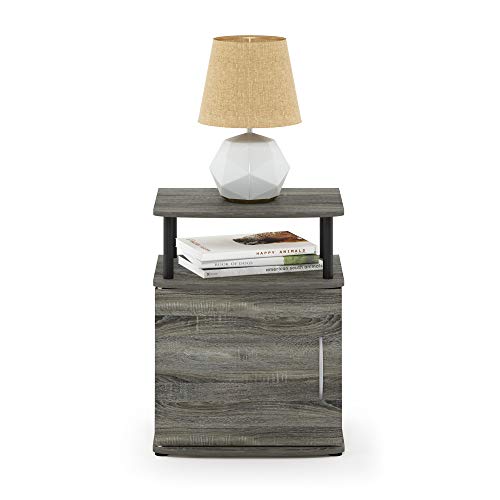 Furinno JAYA Utility Design End Table, French Oak Grey - color: French Oak/Black, size: 1-Pack
