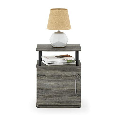 Furinno JAYA Utility Design End Table, French Oak Grey - color: French Oak/Black, size: 1-Pack