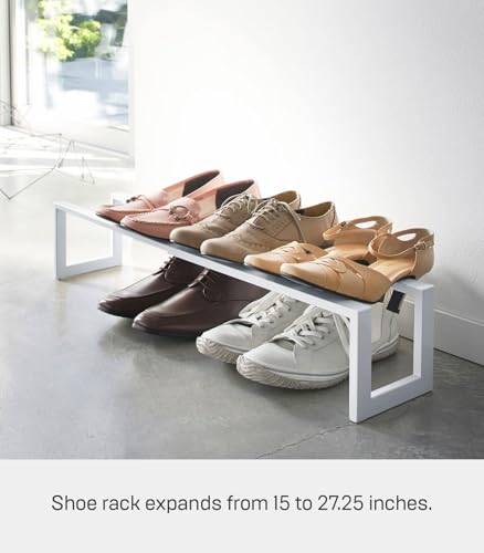 YAMAZAKI Home Line Expanding Shoe Rack, Metal, Adjustable - Single, 6" - Steel - Holds 4 To 8 Shoes - color: White, size: Single
