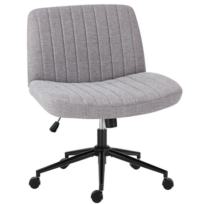 OLIXIS Criss Cross Chair with Wheels, Vanity Chair, Home Office Desk | Wide Seat Armless, Comfy Fabric, Height Adjustable Swivel Rolling, Home Computer Task Seating for Bedroom Study, Grey Fabric - color: Grey Fabric