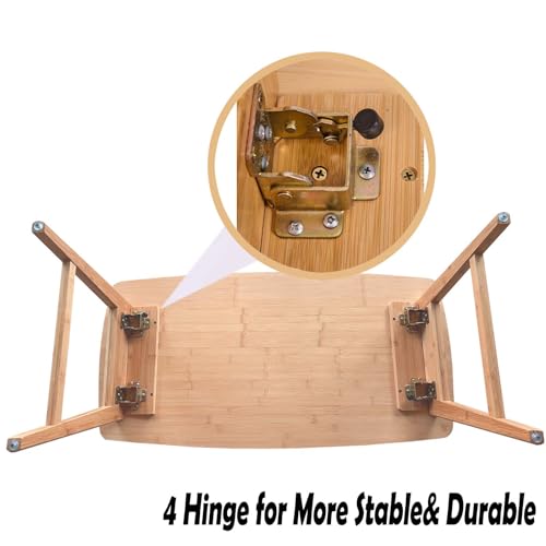 Bamboo Coffee Table Folding Floor Table,Floor Desk for Adults Low Table for Sitting on the Floor Folding Table for Living Room Japanese Table Bamboo 19.7x38.6in with Open Storage Shelf,No Assembly