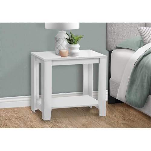 Pemberly Row Rectangular Accent Table, 23.75 in L x 11.75 in W x 22 in H, White Finish, Two-Tier Design with Lower Shelf, Sturdy Side or End Table for Living Room, Bedroom, Office - color: White