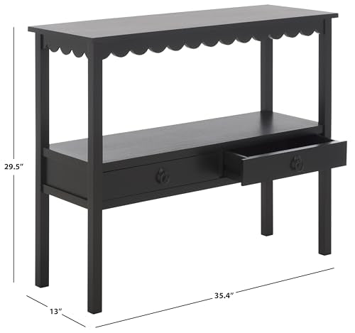 SAFAVIEH Home Collection Haven Matte Black 2 Lower Drawer Console Table for Entryway, Living Room, Foyer - color: Black