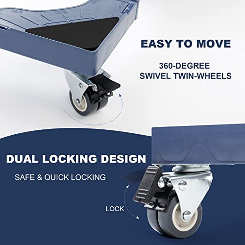 WBD WEIBIDA Adjustable Furniture Dolly with 4 Dual-Locking Wheels, Universal Washing Machine Base Stand, Square Appliance Mover for Refrigerator, Mini-Fridge, Washer & Dryer, Moving Cart - color: Blue - 4 Wheels