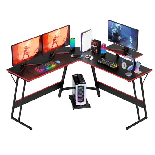 FDW L Shaped 51 Inch Gaming Desk,Corner Computer Desk,PC Gaming Desk,Writing Workstation with Large Monitor Stand for Home Office,Black - color: Black