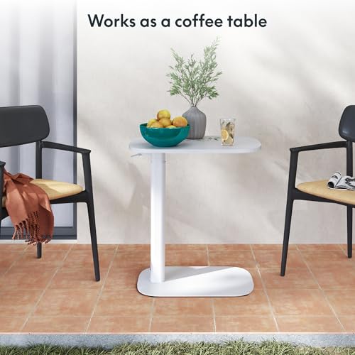FLEXISPOT Adjustable C Table Mobile Snack Side End Table Sofa Couch Bedside Table Laptop Cart TV Tray Night Stand Small Space Side Table(23.6" W x 13.8" D,White) - color: White, size: Small