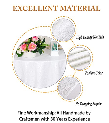 ShiDianYi 50''x50'' Square White Sequin Tablecloth - Sequins/Polyester - Hand Wash Only - Wedding, Baby Shower, Valentine's Day - All-Season - 1 Count - color: White, size: 50" x 50" (Square)