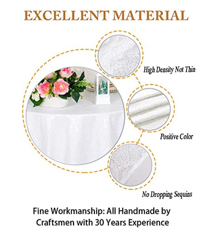 ShiDianYi 50''x50'' Square White Sequin Tablecloth - Sequins/Polyester - Hand Wash Only - Wedding, Baby Shower, Valentine's Day - All-Season - 1 Count - color: White, size: 50" x 50" (Square)
