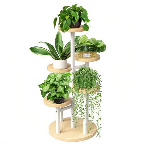 5 Tier Plant Stand Indoor | Metal Wood Plant Stands For Indoor Plants Multiple, Corner Tiered Flower Plants Shelf Stand for Living Room Bedroom, White - color: 5 Tier-White