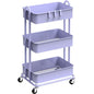 Simple Houseware 3-Tier Heavy Duty Metal Utility Rolling Cart, Purple - color: Purple