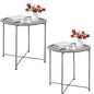 Garden 4 you Folding Tray Metal Side Table 2PC Grey Round End Table Cyan Sofa Small Accent Fold-able Table, Round End Table Tray, Next to Sofa Table, Snack Table for Living Room and Bed Room - color: Grey