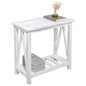 Farmhouse Narrow End Table Wooden Rustic White Side Tables with Storage Shelves Narrow Sofa Table for Small Spaces Living Room Bedroom Bathroom Dorm - color: Rustic White