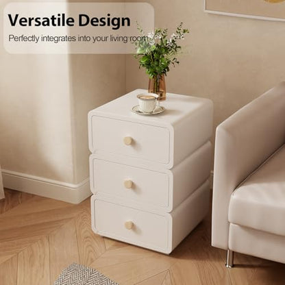 AQIMUELE White Night Stand, Narrow Nightstand with Drawers, Modern Nightstand for Bedroom, Dorm and Living Room.