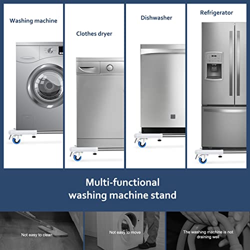 SPACECARE Mini Fridge Stand Mobile Roller, Adjustable Furniture Dolly with 4 Locking Wheels, Heavy Duty Washing Machine Base, Universal Appliance Pedestal for Dryer and Refrigerator- White - color: White