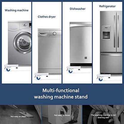 SPACECARE Mini Fridge Stand Mobile Roller, Adjustable Furniture Dolly with 4 Locking Wheels, Heavy Duty Washing Machine Base, Universal Appliance Pedestal for Dryer and Refrigerator- White - color: White