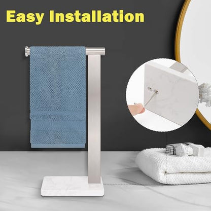 Stainless Steel L-Shaped Hand Towel Holder, SUS304 Bathroom Towel Rack with Thickened Base for Countertop Vanity (Brush Nickel, Square Base) - color: Brush Nickel