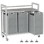 SwaaVee Laundry Sorter, Laundry Hamper 3 Section, 3×11.4Gal, Metal Frame Rolling Laundry Basket with Wooden Top Shelf, Pull out and Removable Laundry Bags, 3 Bags-Gray - color: Grey