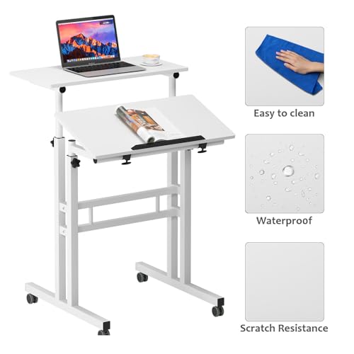 SogesHome Adjustable Laptop Desk Table 23.6inches Portable Laptop Table Computer Stand Desk Cart Tray Table, White - color: White-small Size, size: 23.6''