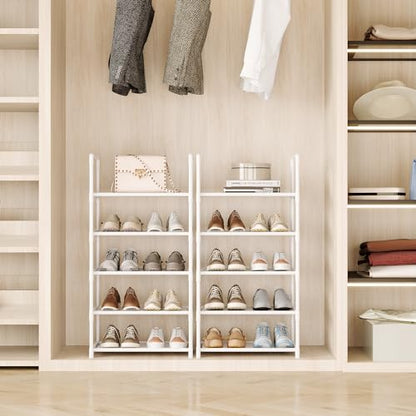 10-Tier Large Capacity Shoe Rack, Sturdy Narrow Shoe Stand for Entryway, Closet, Hallway, 20-25 Pairs Waterproof Dustproof Shoe Storage, Space Saving Tall Shoe Tower(White) - size: 10-White(17.5W")