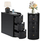 Narrow End Table Set of 2, Metal Rattan Side Table with Storage, Narrow Charging Nightstand with 3 Drawer for Bedroom Bedside, Living Room Couch Sofa, Desk Side Table for Small Spaces - Black - size: Drawer Black-set