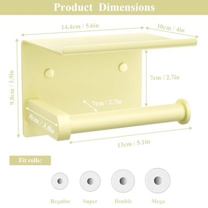 Toilet Paper Holder with Shelf Wall Mounted Toilet Paper Roll Dispenser | Heavy Duty Stainless Steel Sunlight Yellow - color: O-sunlight Yellow