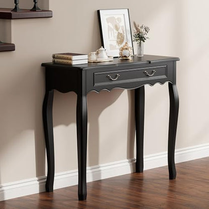 Black Entryway Table with 1 Drawer Console Table for Entryway Entrance Table for Hallway, Living Room, Foyer, Easy Assembly (Legs Only), 13.77D x 34.64W x 30.7H in - color: Black