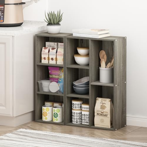 Furinno Pasir 3-Tier No Tool Assembly Open Shelf Bookcase, French Oak - color: French Oak, size: 3-Tier Cube No Tool
