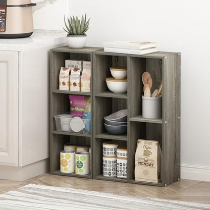Furinno Pasir 3-Tier No Tool Assembly Open Shelf Bookcase, French Oak - color: French Oak, size: 3-Tier Cube No Tool