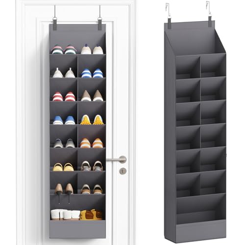 Lifewit 8 Tier Over the Door Shoe Organizer with 15 Large Deep Pockets, Fabric Hanging Shoes Shelf for Closet, Dorm Storage, Fit Up to 16 Pair Shoe Rack Holder for Sneakers, Boots, Gray - color: Gray, size: 8 Tier (16 Pairs)