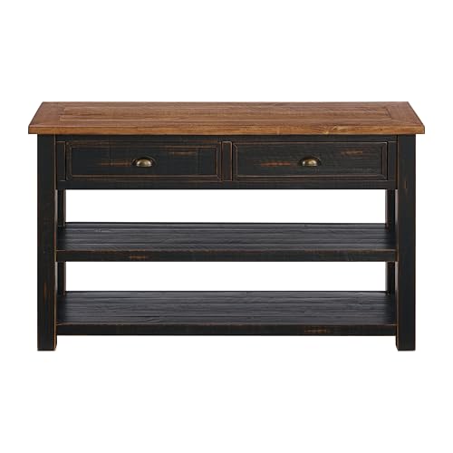 Martin Svensson Home Monterey Solid Wood Sofa Console Table, Black and Honey Brown - color: Black and Honey