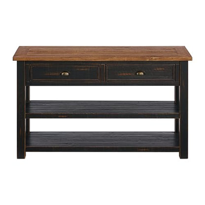 Martin Svensson Home Monterey Solid Wood Sofa Console Table, Black and Honey Brown - color: Black and Honey