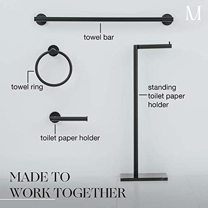MARMOLUX ACC Free Standing Matte Black Toilet Paper Holder Stand Black Marble Base and Storage - 4 Jumbo Roll Bathroom Hardware Toilet Paper Stand - Stainless Steel Standing Toilet Paper Holder - color: Matte Black/Black Marble